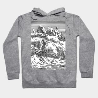 Lighthouse and waves Hoodie